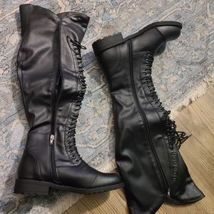Black Boots, size 8, Wild Diva, Faux Leather, New